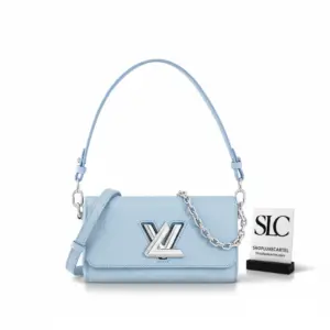 Epi Leather Twist West Chain Shoulder Bag Candy Blue M24566