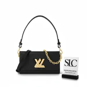 Epi Leather Twist West Shoulder Handbag in Black M24549