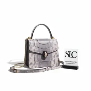 Exotic Karung Skin Snake Head Lock Crossbody Handle Bag 284537