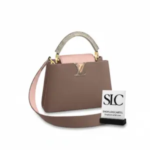 Exotic Python Trim Taurillon Leather Top Handle Bag M57539