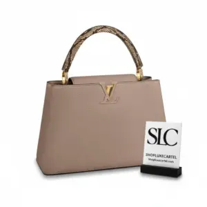 Exotic Taurillon Leather and Python Top Handle Bag N91711