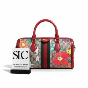 Floral Print Canvas Medium Top Handle Boston Bag 524532