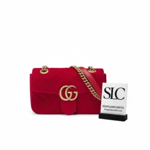 GG Marmont Quilted Velvet Chain Strap Shoulder Bag 446744