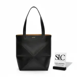 Geometric Puzzle Fold Convertible Medium Leather Tote Bag