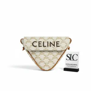 Geometric Triangle Shoulder Bag with Monogram Print Canvas 195902