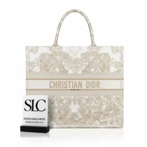 Gold-Tone White Butterfly Around The World Embroidered Tote