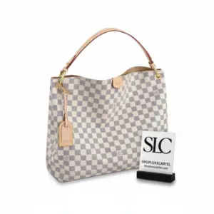 Graceful MM Checkered Canvas Shoulder Tote Bag N42232