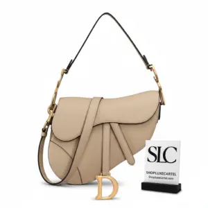 Grained Calfskin Leather Saddle Shoulder Bag with Strap M0455