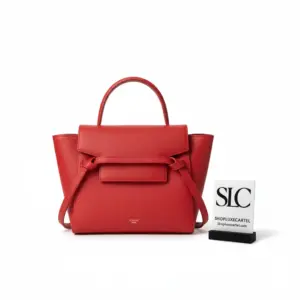 Grained Calfskin Micro Top Handle Belt Bag in Red 189153