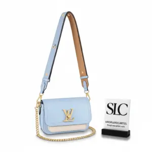 Grained Leather Crossbody Shoulder Bag with Lock Blue M59984