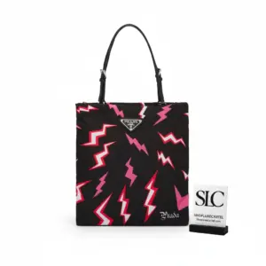 Graphic Lightning Print Nylon Travel Tote Shoulder Bag 1BA252