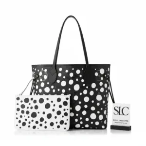 Graphic Print Monogram Neverfull MM Tote Bag Black/White M46390