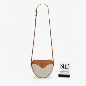 Heart-Shaped Monogram Print Crossbody Bag in Brown Gold 675260