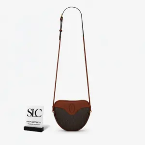 Heart-Shaped Monogram Print Crossbody Shoulder Bag Chestnut 675260