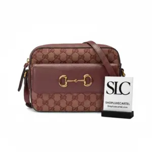 Horsebit 1955 Small Leather Shoulder Bag in Burgundy 645454