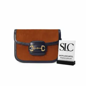 Horsebit 1955 Small Shoulder Bag in Brown Corduroy 602204