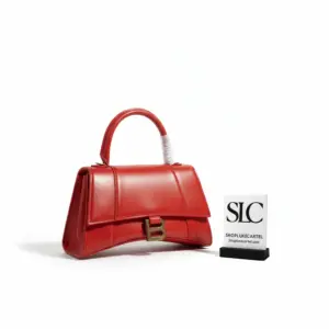Hourglass S Top Handle Tote in Shiny Box Calfskin