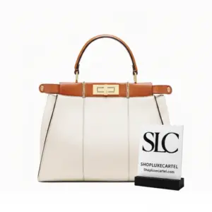 Iconic Medium Turn-Lock Top Handle Satchel Bag White 8BN290