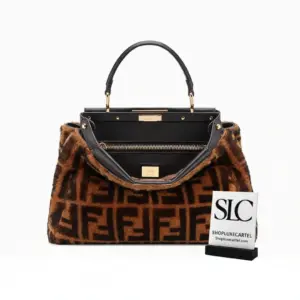 Iconic Peekaboo Medium Brown Sheepskin Top Handle Bag 8BN290