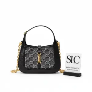 Jackie 1961 Mini Crystal Embellished Lizard Shoulder Bag Black 677027