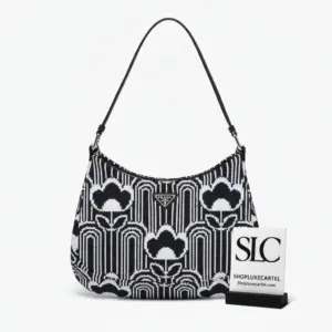 Jacquard Knit and Leather Cleo Style Shoulder Bag 1BC499