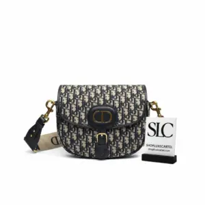 Large Bobby Flap Shoulder Bag in Blue Oblique Jacquard M9320