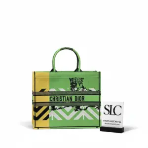 Large Book Tote with Green and Orange Jungle Embroidery M1286