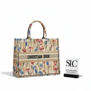 Large Book Tote with Hibiscus Metallic Thread Embroidery M1286