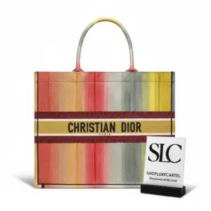 Large Canvas Book Tote with Multicolor Stripe Embroidery M1286