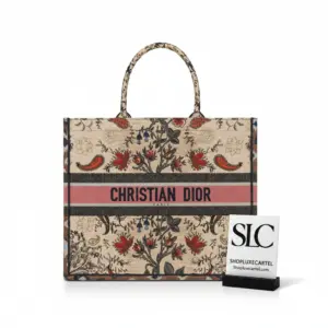 Large Canvas Tote with Multicolored Flower Embroidery M1286