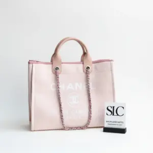 Large Deauville Two-Tone Canvas Shopping Tote Bag A66941