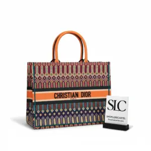 Large Embroidered Canvas Travel Book Tote Bag Orange M1286