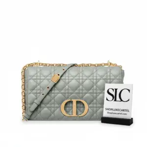 Large Quilted Caro Shoulder Bag in Supple Black Calfskin M9243