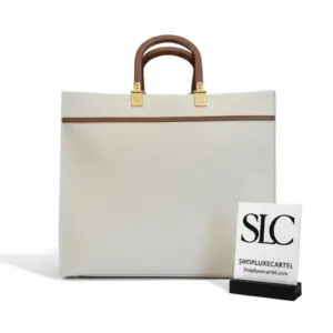 Large Top Handle Shopper Tote in Cream Canvas 8BH372