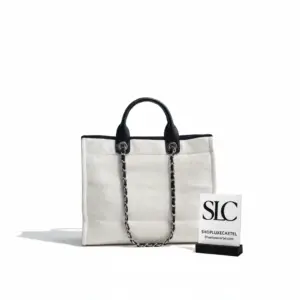 Large Two-Tone Canvas 38cm Shopper Tote Bag A66941