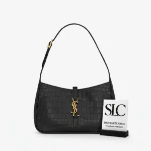 Le 5 A 7 Hobo Shoulder Bag in Crocodile-Embossed Leather 657228