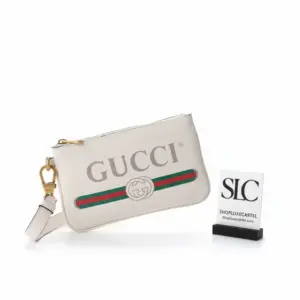 Leather Logo Print Monogram Pouch Clutch Evening Bag 526886