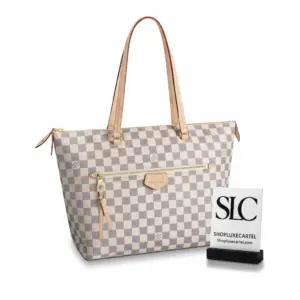 Light Blue Checkered Print Canvas Iéna MM Tote Bag N44040