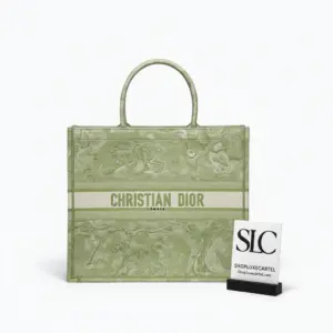 Lime Toile de Jouy Reverse Embroidered Carryall Tote M1286