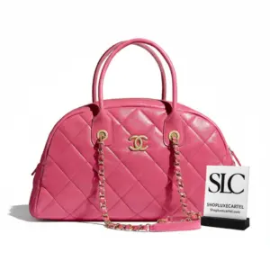 Luxury Quilted Calfskin Top Handle Bowling Bag AS2223