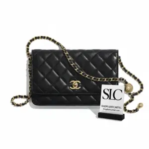 Luxury Quilted Wallet on Chain with Embellished Strap AP1450