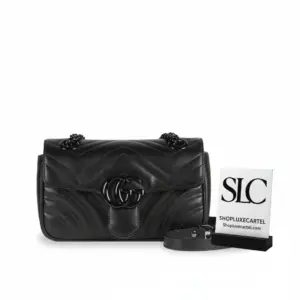 Matelassé Chevron Mini Flap Shoulder Bag Black 446744