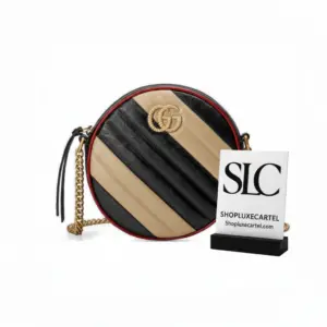 Matelassé Chevron Mini Round Crossbody Shoulder Bag 550154