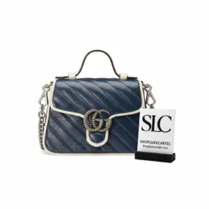 Matelassé Chevron Mini Top Handle Shoulder Bag Blue 583571