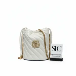 Matelassé Chevron Quilted Mini Bucket Bag White 575163