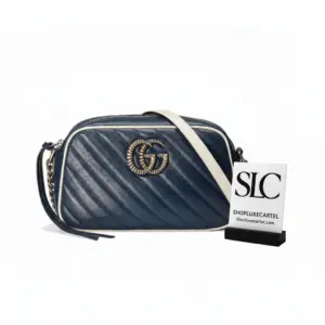 Matelassé Chevron Small Quilted Crossbody Shoulder Bag Blue 447632