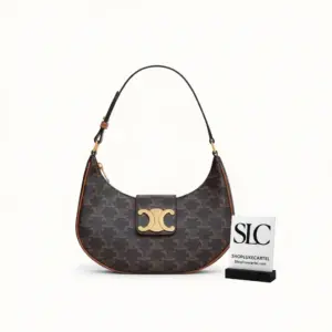 Medium Ava Triomphe Shoulder Bag in Canvas and Calfskin 114492