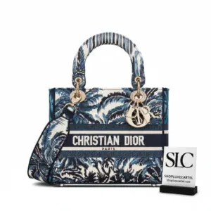 Medium Blue Embroidered Classic Top Handle Tote Bag M0565