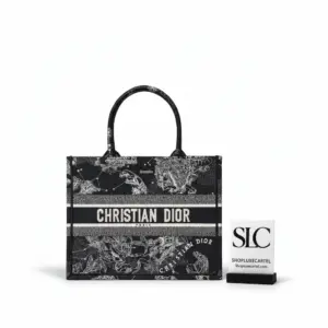 Medium Book Tote with Black Zodiac Toile de Jouy M1296