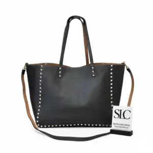 Medium Double Studded Reversible Two-Tone Tote Bag 0067J
